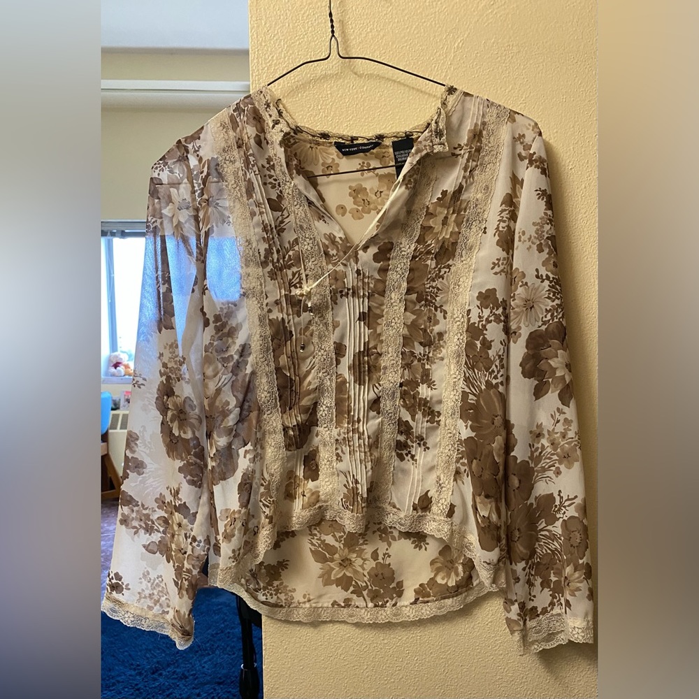 NY&C Sheer Lace Blouse